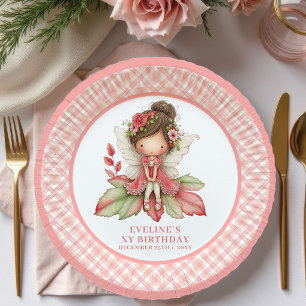 Feen-Mädchen-Geburtstags-Rosa-Blumen-Papierteller Pappteller