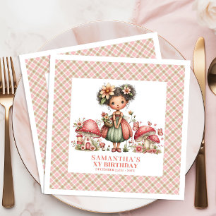 Feen-Magie Rosa Blumen Whimsical Geburtstagsfeier Serviette