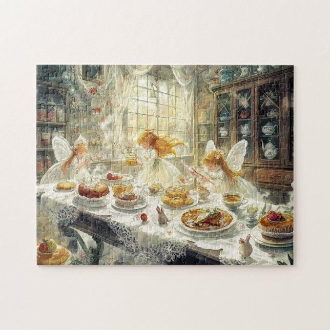 Feen-Magie-Teeparty Frühling Küche Backzeit Puzzle (Horizontal)