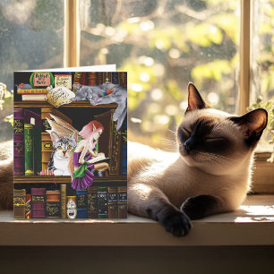 Feen Magische Katzen Verzauberte Bibliotheksbücher Karte