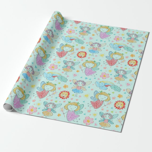 Feen-Malereien eines Kindes Geschenkpapier (Ungerollt)