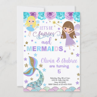 Feen & Meerjungfrauen Mädchen Geschwister Einladun Einladung