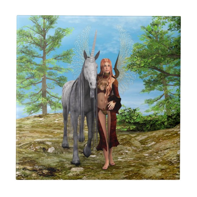 Feen mit Einhorn Fliese (Vorderseite)