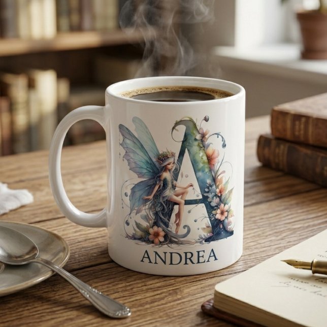 Feen-Monogramm Buchstabe A Kaffeetasse (Von Creator hochgeladen)