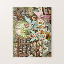 Feen-Osterküche Whimsical Tea Party Szene Puzzle