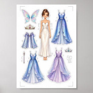 Feen-Papierpuppen-Ausschneideaktivität für Mädchen Poster