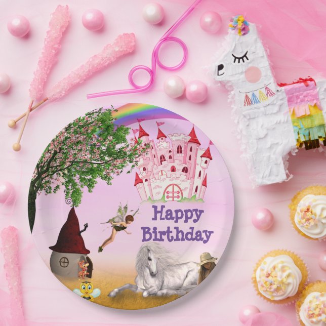 Feen-Party-Teller aus Papier 23cm Bunt Pappteller (Party)