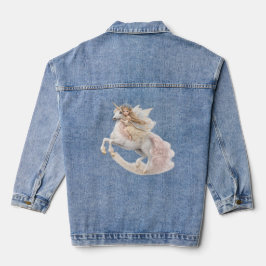 Feen reiten auf einem Einhorn mit rosa Mähne Jeansjacke