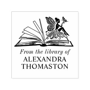 Feen-Schmetterling Offenes Buch „Aus der Bibliothe Permastempel