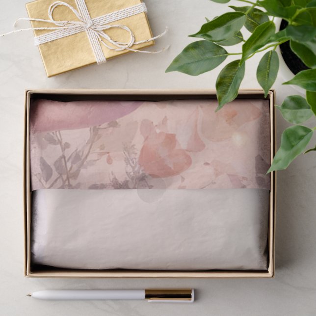 Feen-Staubrose-Herzkaskade-Abstraktes Monogramm Seidenpapier (Geschenk)