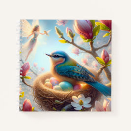 Feen- und Blaumeisennest – Frühlingsblüten-Fantasi Notizbuch