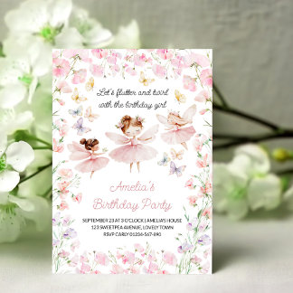 Feen- und Blumen-Geburtstag für Mädchen jeden Alte Einladung
