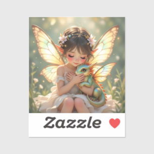 Feen und Drache Chibi Anime Märchen Aufkleber