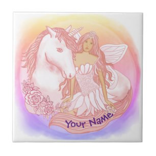Feen und Einhorn Fliese