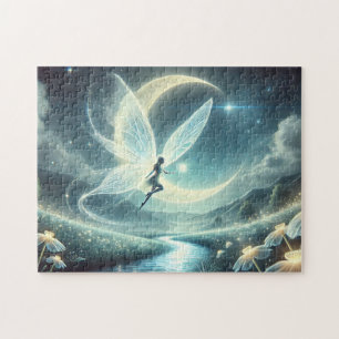 Feen- und mondverzauberte Nachtlandschaft Puzzle