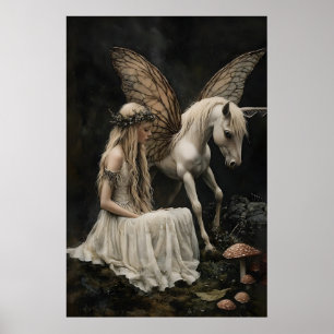 Feen- und Pegasus-Kunstposter, Dark Academia Poster