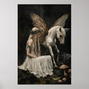 Feen- und Pegasus-Kunstposter, Dark Academia Poster