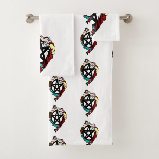 Feen und Pentagramm Badezimmer Handtuchhandtuch Se Badhandtuch Set (Insitu)