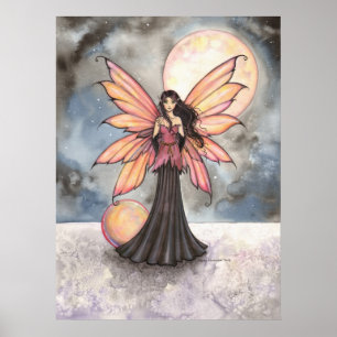 Feen- und Vollmond-Fantasie-Kunstwerke Poster
