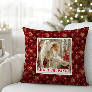 Feen-Victorian-Engel-Rot-Gold-Weihnachts-Kissen Kissen