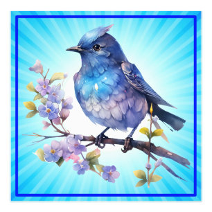 Feen-Vogel-Blumen-Aquarell-Clipart-73611 Fotodruck