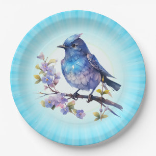 Feen-Vogel-Blumen-Aquarell-Clipart-73611 Pappteller
