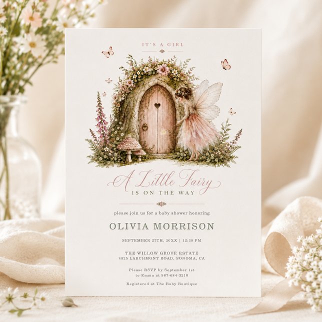 Feen-Wald-Mädchen Rosa Baby-Party Einladung (Von Creator hochgeladen)