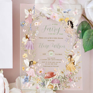 Feen Wildblumen Blumenwiese Baby Shower Acryleinladungen