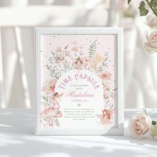 Feen-Zeitkapsel Whimsical Rosa Tor Geburtstag Poster