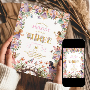 Feenblumen-Einladung zum 3. Geburtstag Einladung