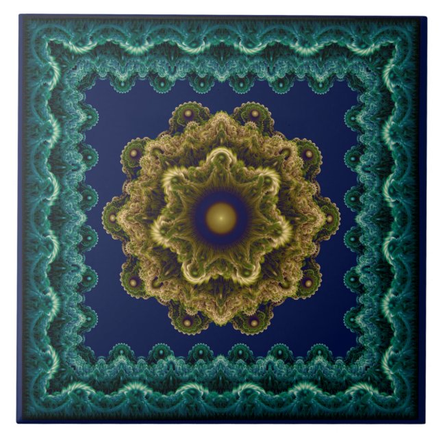 Feenblumen-Rahmen-Fraktalmuster Fliese (Vorderseite)