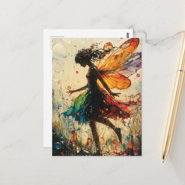 Feenfantasie mit Blasen Postkarte (Vorderseite/Rückseite Beispiel)