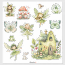 Feengarten Cottagecore Aufkleberblatt – Whimsical