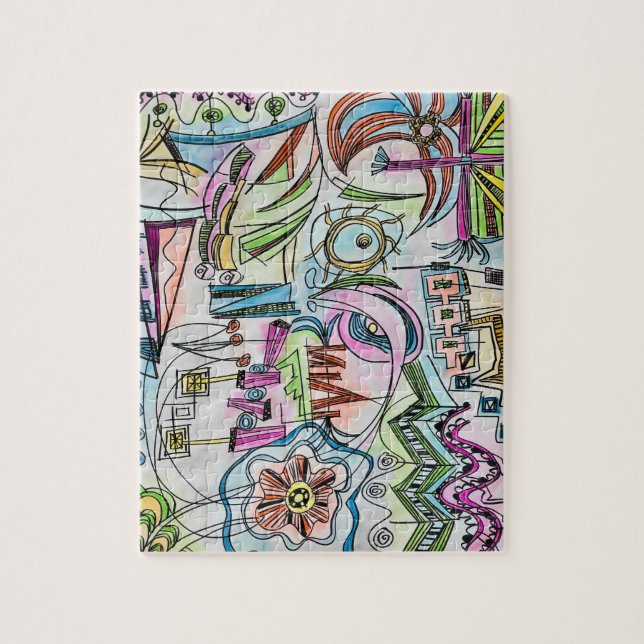 Feengarten - Handgemalte abstrakte Aquarellkunst Puzzle (Vertikal)