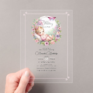 Feengarten Schmetterling flattern Liebe Babyparty Acryleinladungen