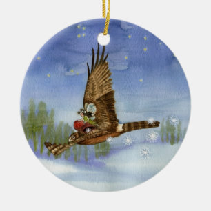 Feenhafte Falke-Weihnachtsverzierung Keramik Ornament