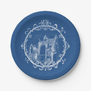 Feenhafte Geschichten-Schloss-Vintage Papierplatte Pappteller