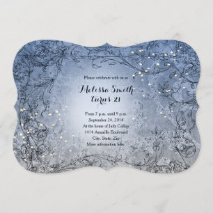 Feenhafte Licht-Whimsy blaue Geburtstags-Party Einladung