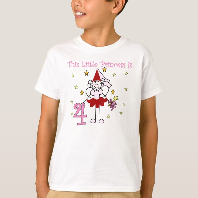 Feenhafte Prinzessin 4. Geburtstag T-Shirt (Vorderseite)