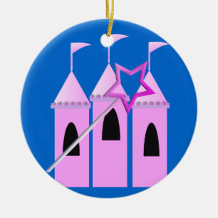Feenhafte Prinzessin Castle u. magischer Stab Keramikornament