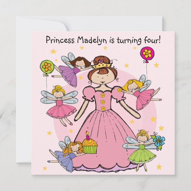 Feenhafte Prinzessin Customized Birthday Invites Einladung (Vorderseite)