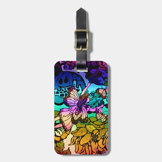 Feenhafte Prinzessin Flying mit Schmetterlingen Gepäckanhänger (Vorderseite vertikal)