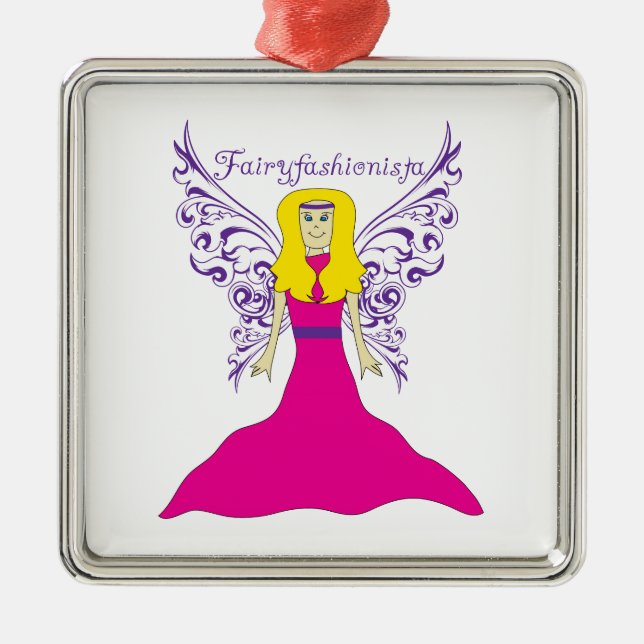Feenhafter Fashionista Silbernes Ornament (Vorne)