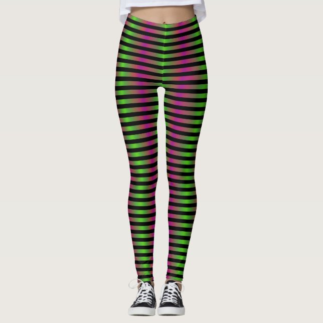 Feenhafter Streifen-schlechte Hexe-grüne und lila Leggings (Vorderseite)
