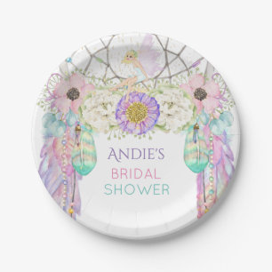 Feenhafter Traumfänger Boho versieht Kristalle mit Pappteller