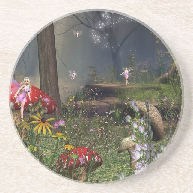 feenhafter WaldUntersetzer Sandstein Untersetzer (Vorne)