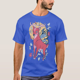Feenhirsch mit Blumen, süßer Hirsch mit Flügeln, l T-Shirt
