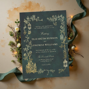 Feenkern Wald Smaragdgrüne Magische Hochzeit Einladung