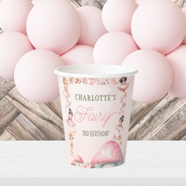 Feenpilzhaus Rosa Geburtstag Papierbecher (Von Creator hochgeladen)