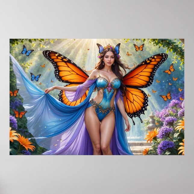 Feenposter mit Schmetterlingsflügeln (3) Poster (Vorne)